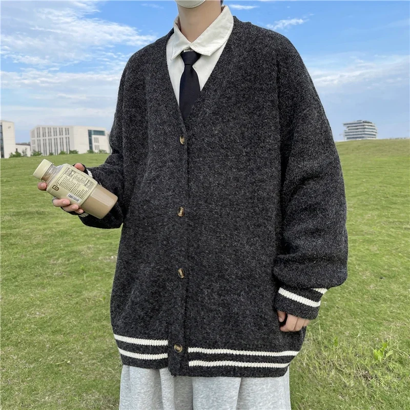 Men'S Fashion V Neck Sweater - 2024 Herfst Winter Luie Mode High-End