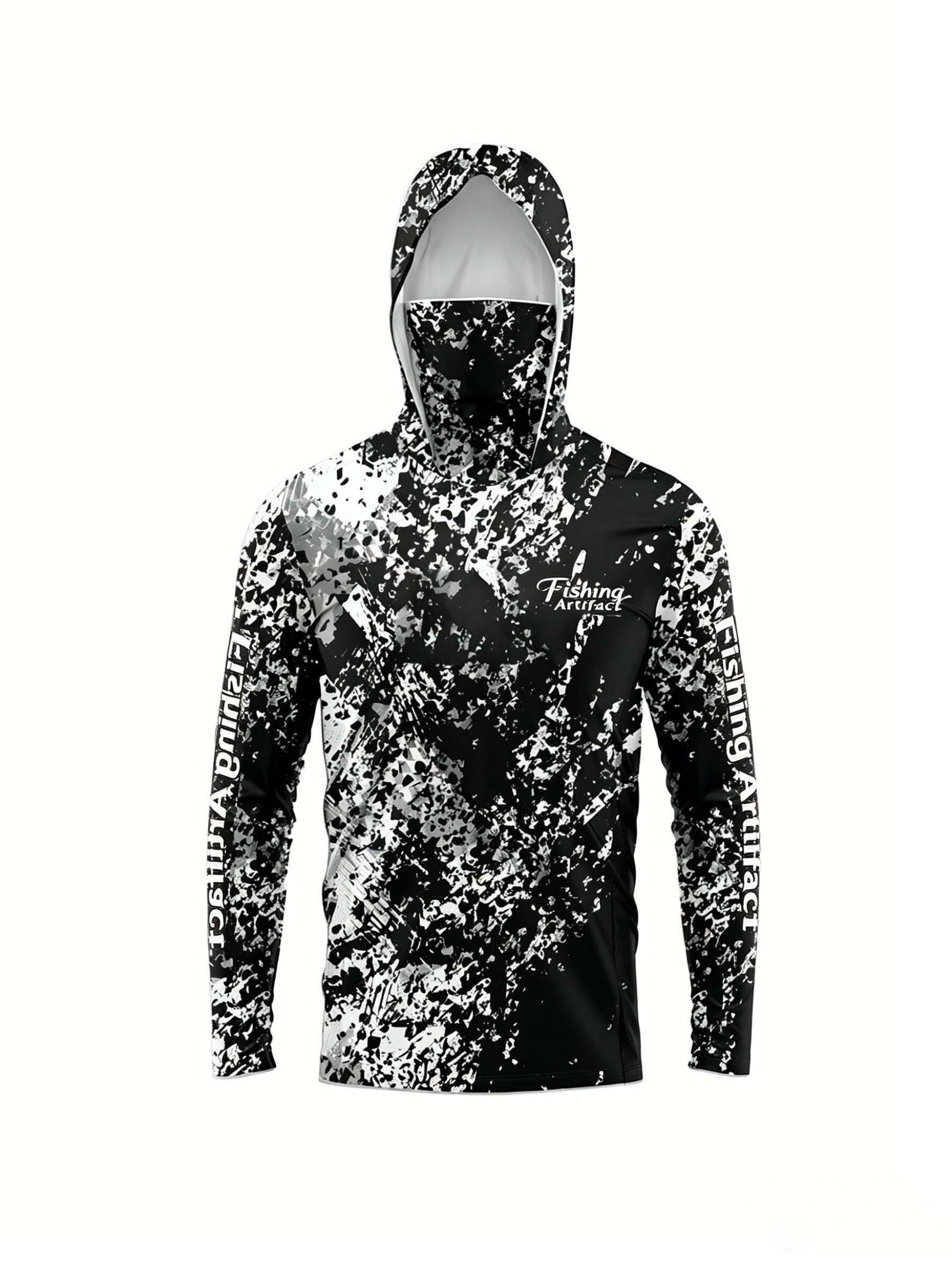 Men'S Fashion For Summer - Heren zomer 3D-geprinte vissershirt met gezichtsmasker,