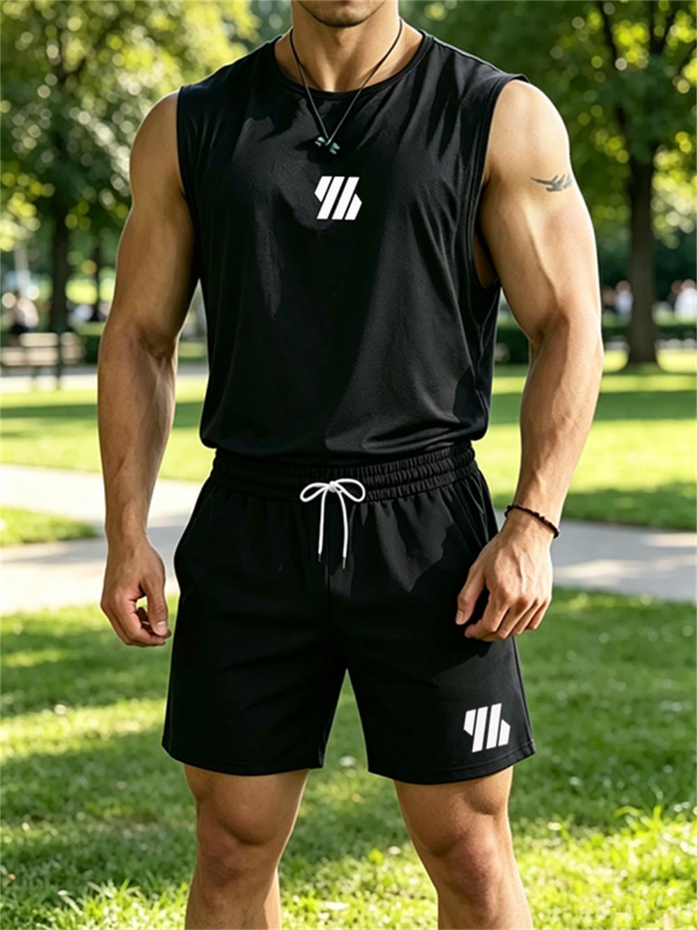 Men'S Fashion For Summer - 2026 nieuw herenmerk vest tweedelige fitness
