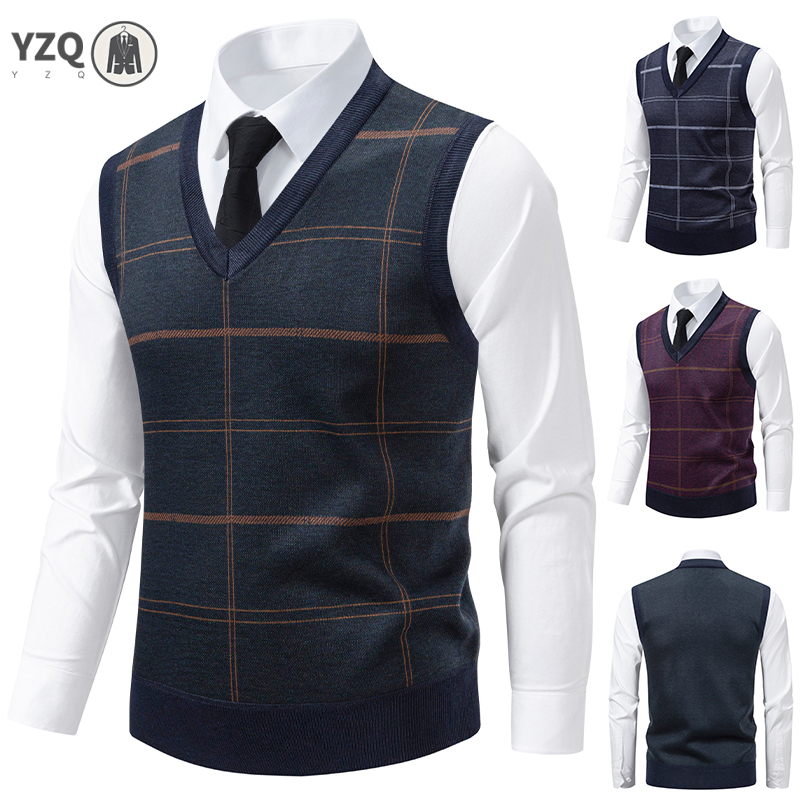 Men'S Fashion V Neck Sweater - Gebreide trui met V-hals voor heren