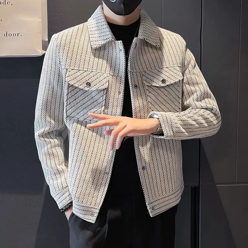 Men'S Fashion Reviews - Herenwollen en mengsels Jassen Gestreept Wit