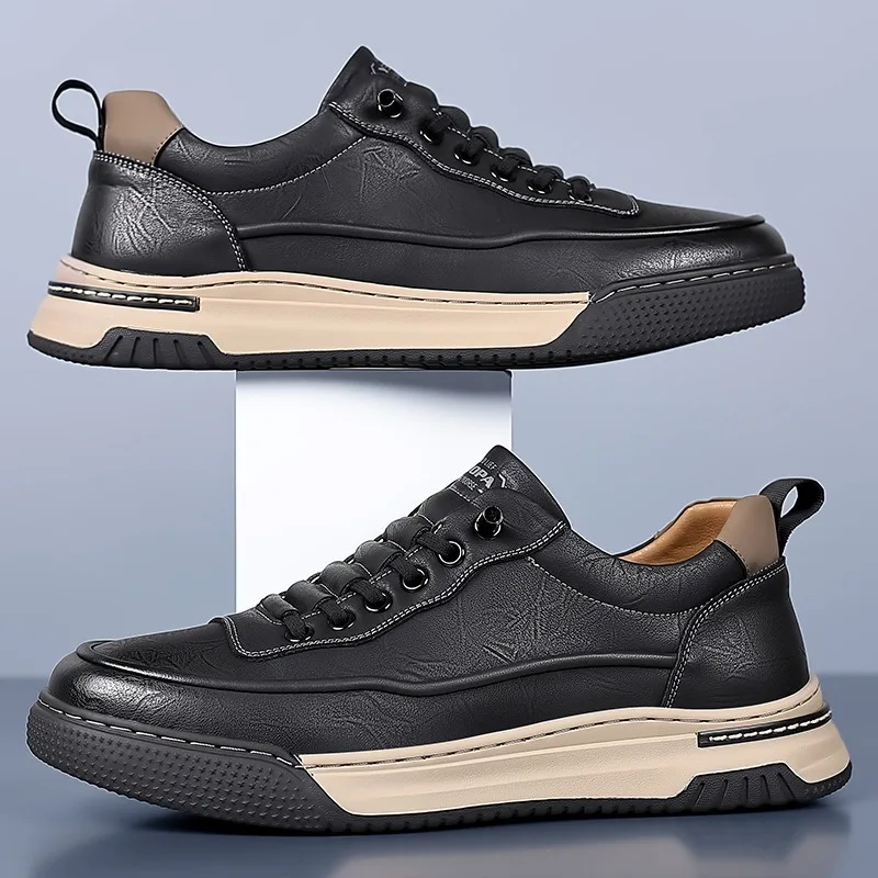 Mens Fashion Zapatos - Mode Koe Lederen Heren Board Schoenen
