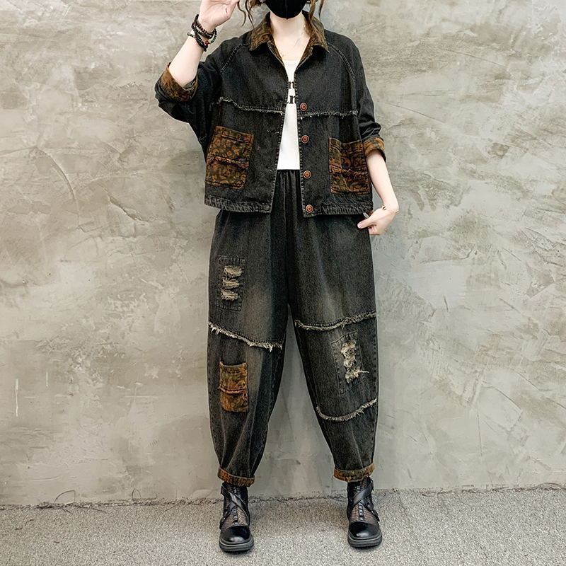 Denim Jacket Vintage - Herfst Winter Dames Retro Cowboy Set