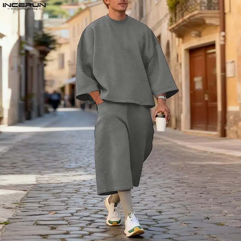 INCERUN Mannen Sets Effen Kleu - Mens Fashion Casual Outfits recensie en prijs