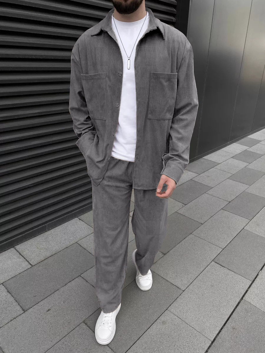 Herenset van corduroy: overhem - Mens Fashion Casual Outfits recensie en prijs