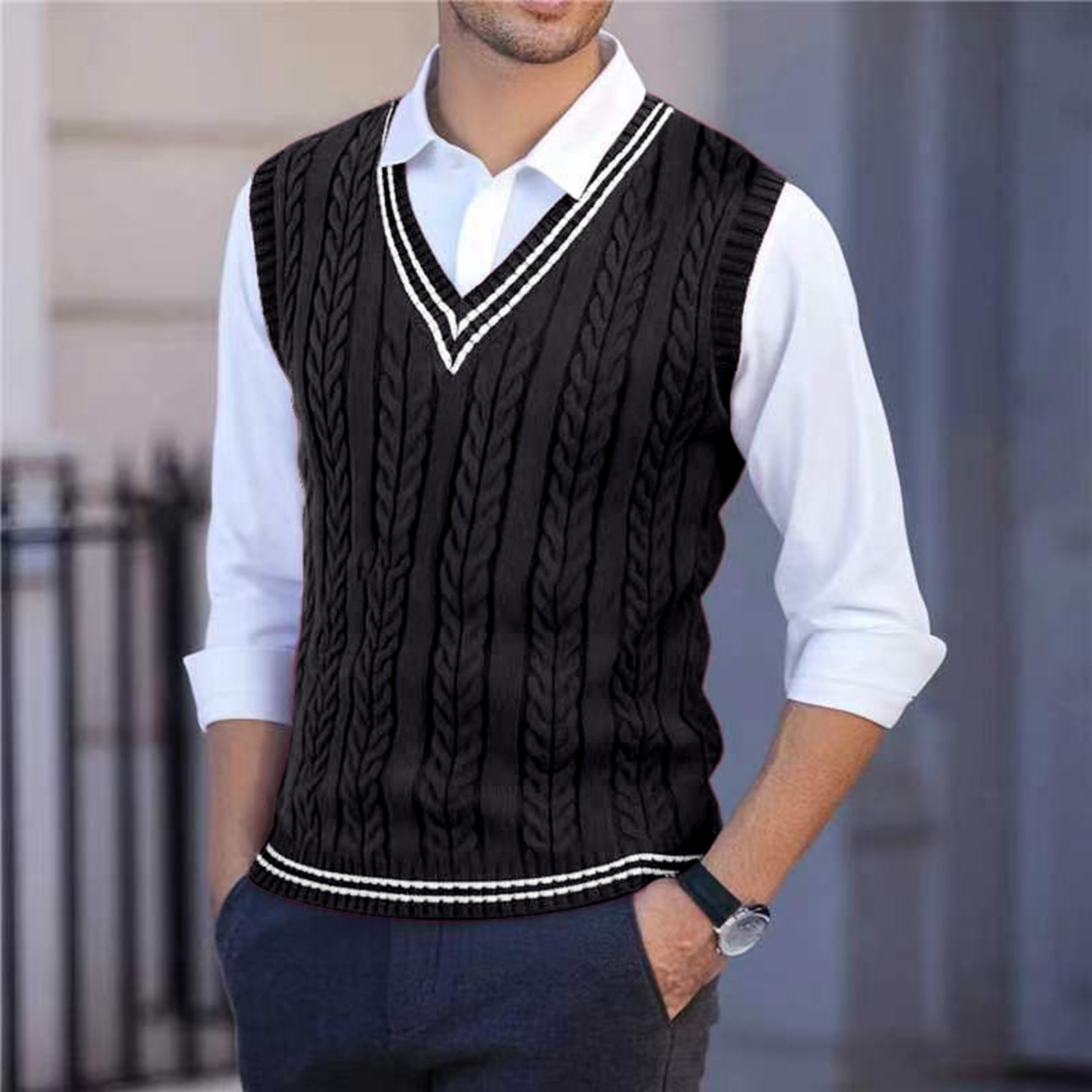 2026 Heren Gebreide V-hals Ves - Men'S Fashion Zip Sweater recensie en prijs